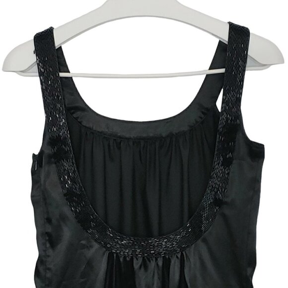 BEDO Black satin beaded backless shift dress - Picture 5 of 16